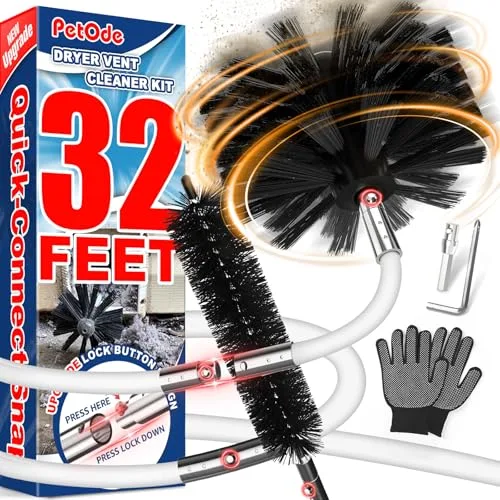 PetOde 32 Ft Flexible Dryer Vent Cleaner Kit